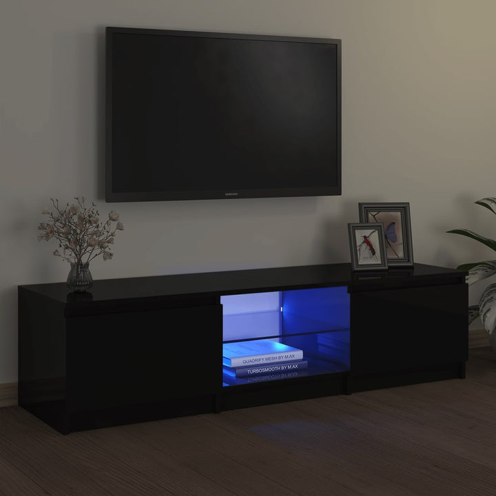Comodă Tv Cu Lumini Led, Stejar Maro, 120X30X35,5 Cm