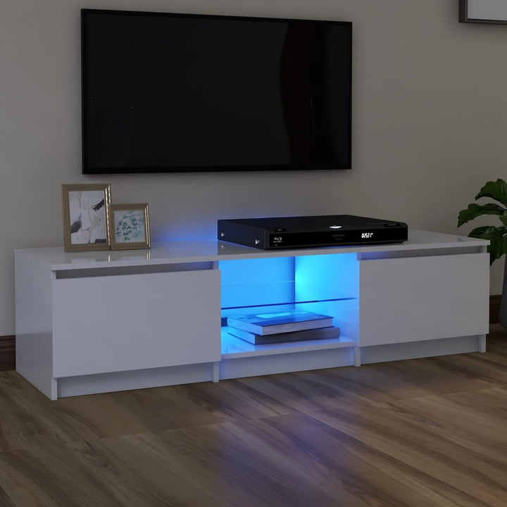Comodă Tv Cu Lumini Led, Stejar Maro, 120X30X35,5 Cm