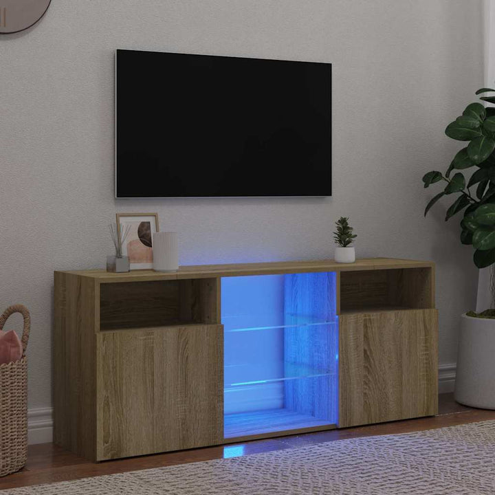 Comodă Tv Cu Lumini Led, Gri Sonoma, 120X30X50 Cm