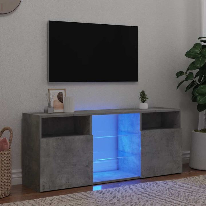 Comodă Tv Cu Lumini Led, Gri Sonoma, 120X30X50 Cm