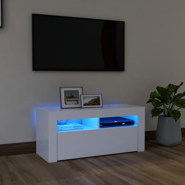 Dulap Tv Cu Lumini Led 90X35X40 Cm Lemn Prelucrat