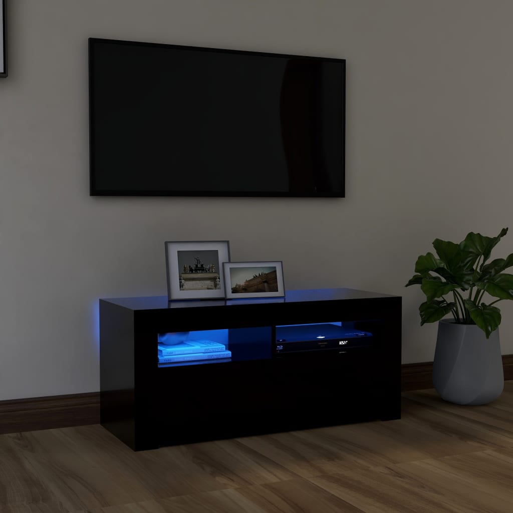 Dulap Tv Cu Lumini Led 90X35X40 Cm Lemn Prelucrat
