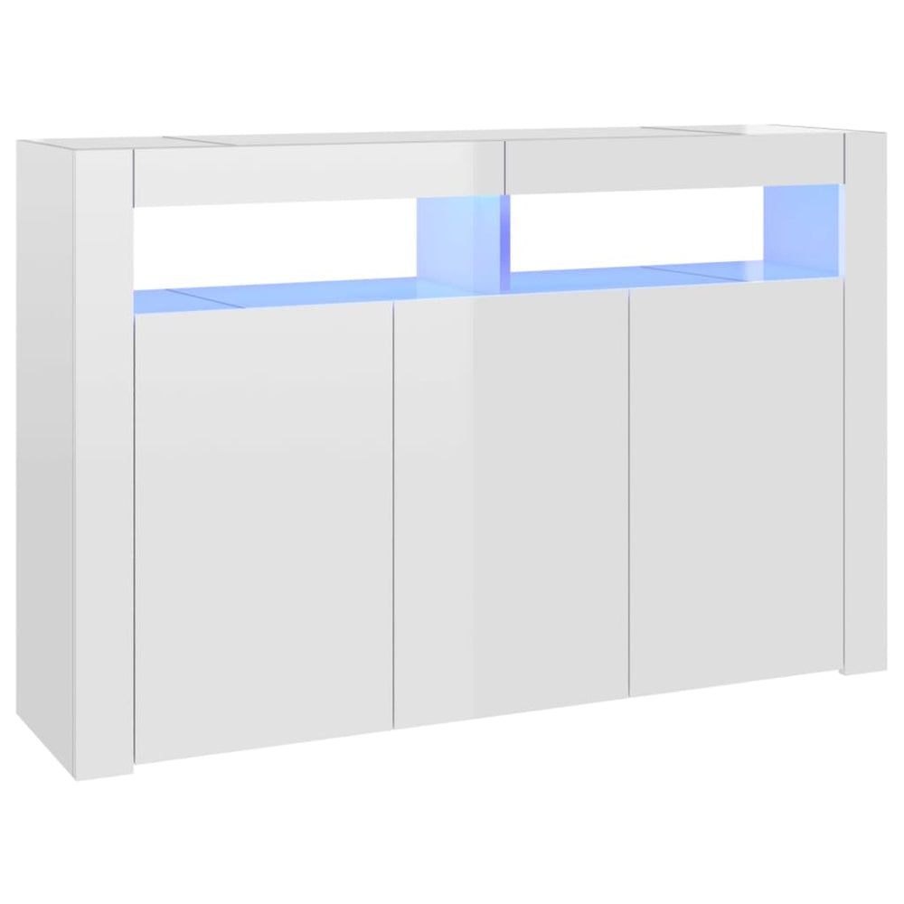 Servantă Cu Lumini Led, Alb Extra Lucios,115,5X30X75 Cm