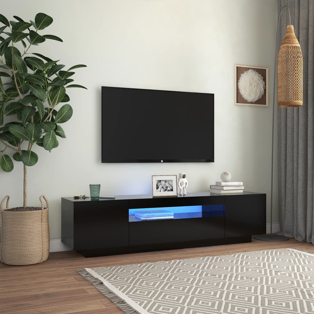 Comodă Tv Cu Lumini Led, Gri Sonoma, 160X35X40 Cm