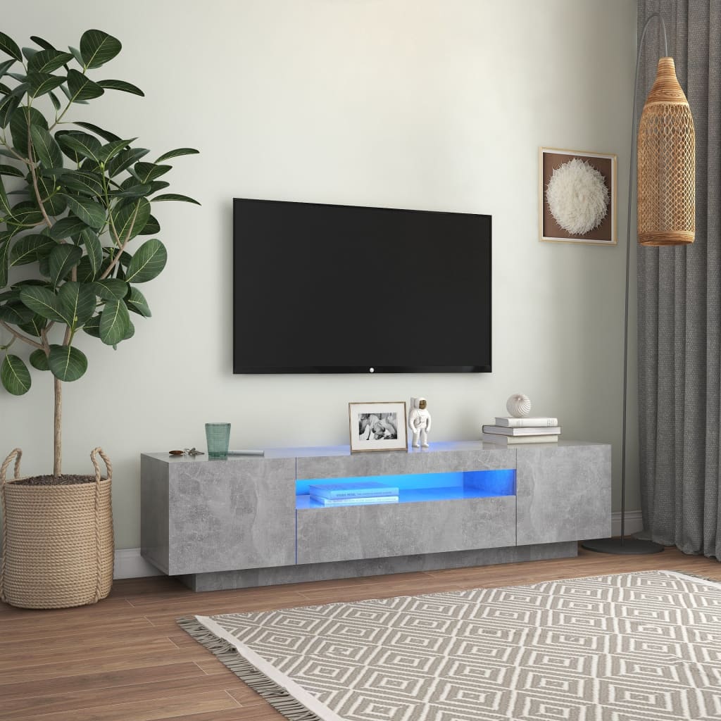 Comodă Tv Cu Lumini Led, Gri Sonoma, 160X35X40 Cm