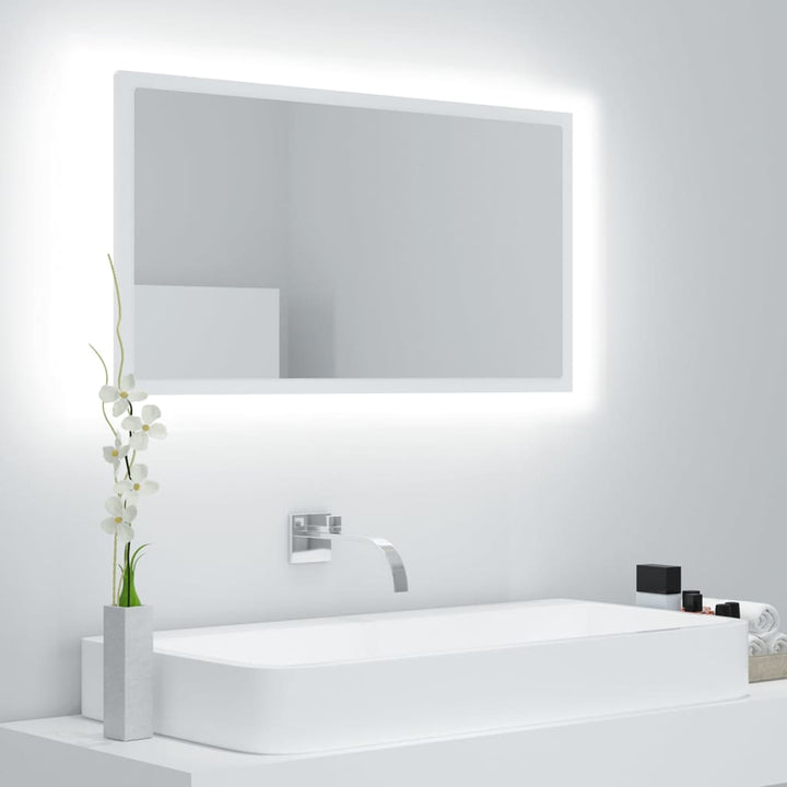 Oglindă De Baie Cu Led, Gri Extralucios, 80X8,5X37 Cm, Acril