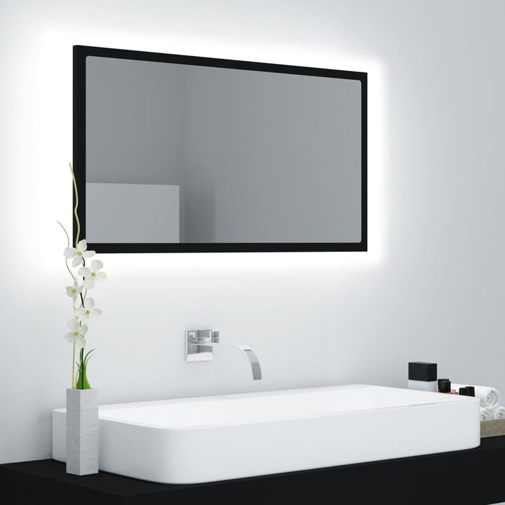 Oglindă De Baie Cu Led, Gri Extralucios, 80X8,5X37 Cm, Acril