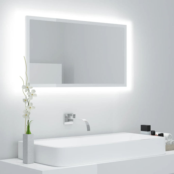 Oglindă De Baie Cu Led, Gri Extralucios, 80X8,5X37 Cm, Acril