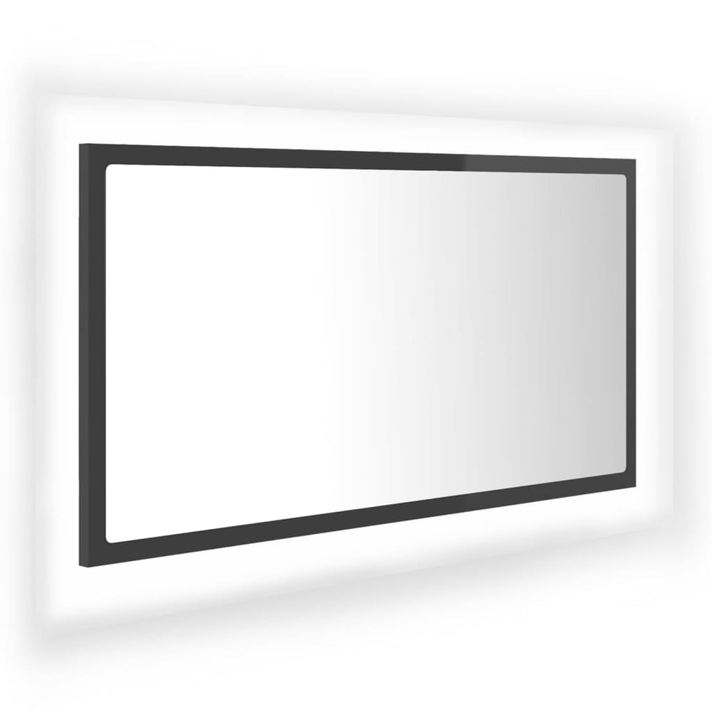 Oglindă De Baie Cu Led, Gri Extralucios, 80X8,5X37 Cm, Acril