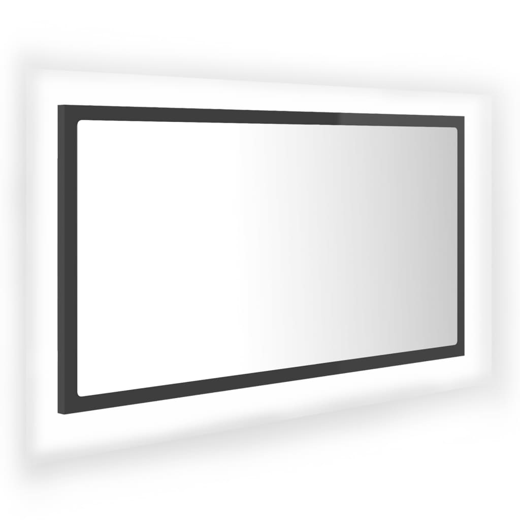 Oglindă De Baie Cu Led, Gri Extralucios, 80X8,5X37 Cm, Acril