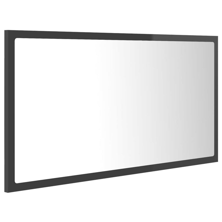Oglindă De Baie Cu Led, Gri Extralucios, 80X8,5X37 Cm, Acril