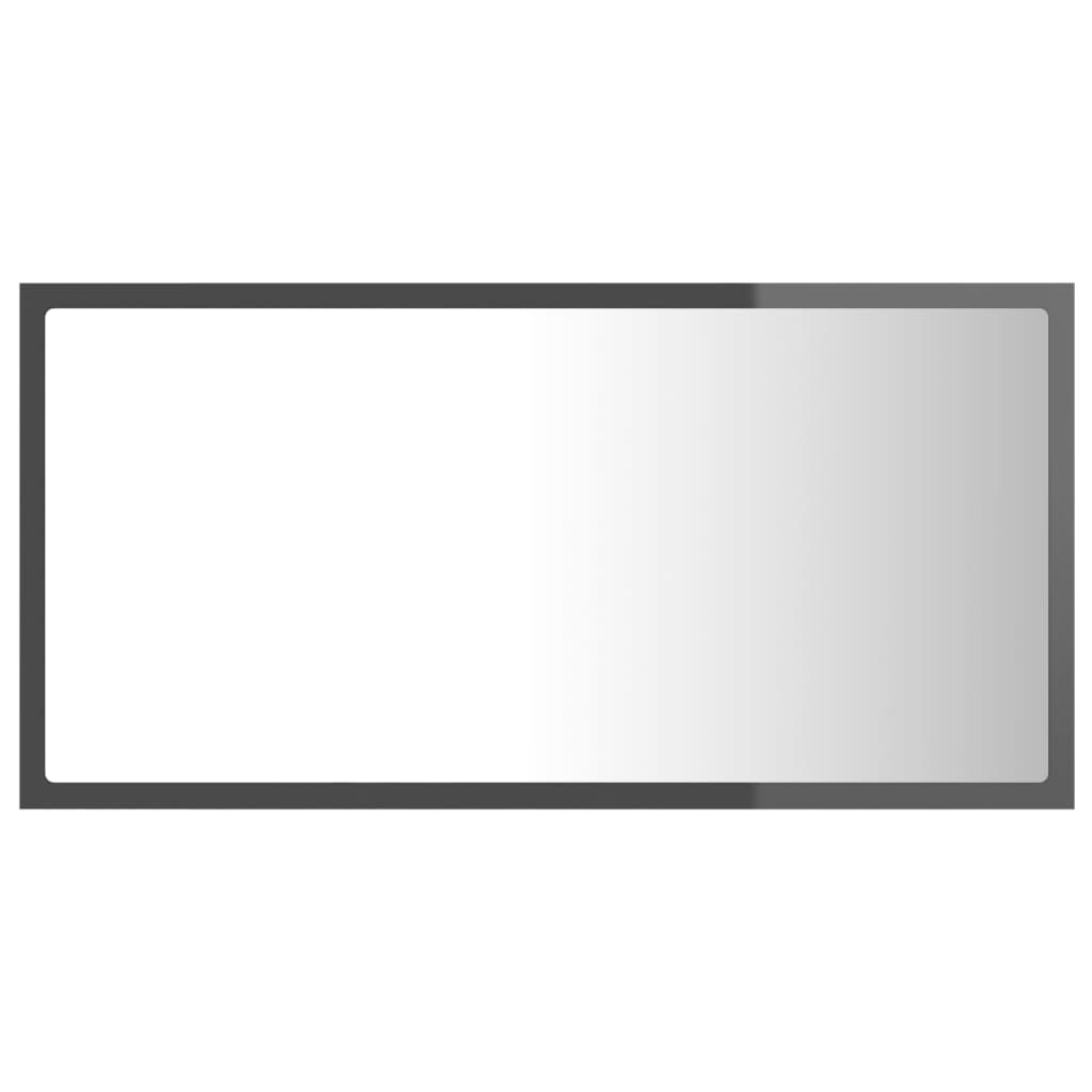 Oglindă De Baie Cu Led, Gri Extralucios, 80X8,5X37 Cm, Acril