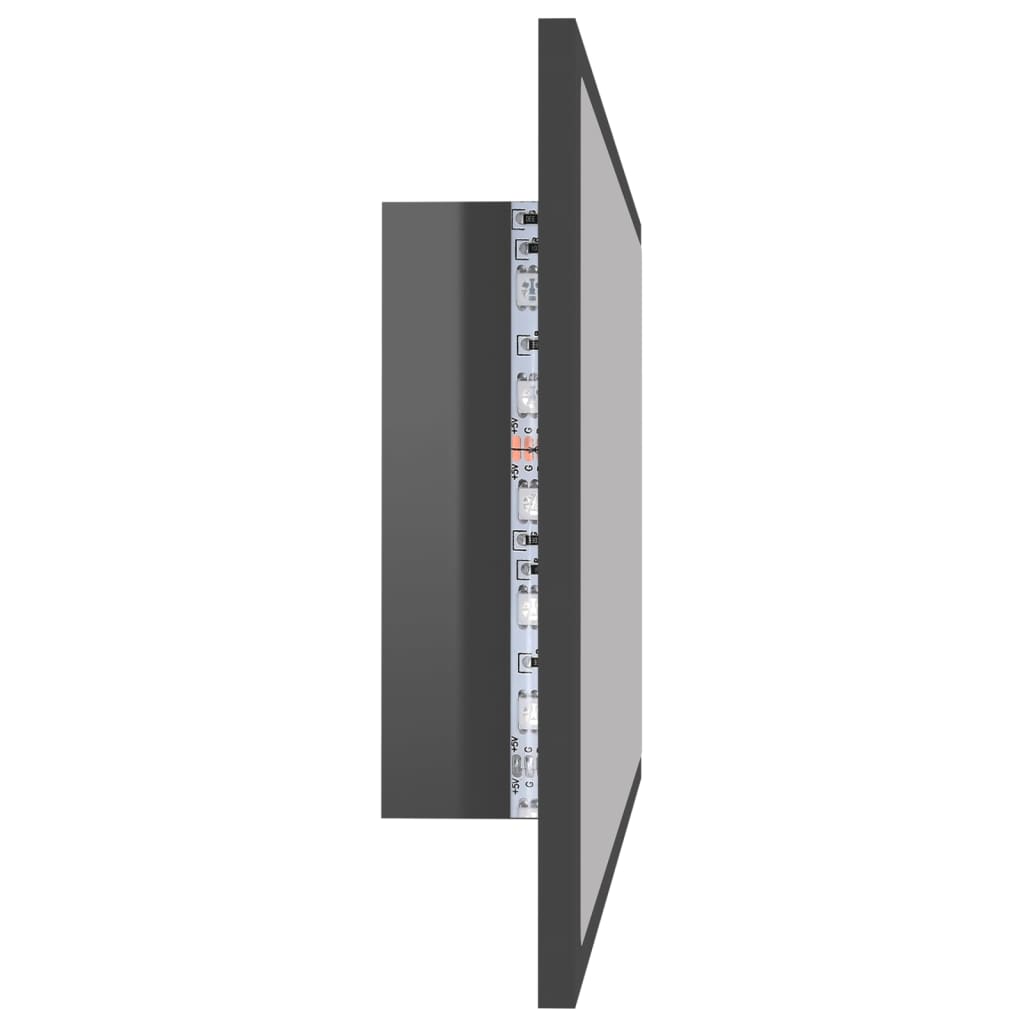 Oglindă De Baie Cu Led, Gri Extralucios, 80X8,5X37 Cm, Acril