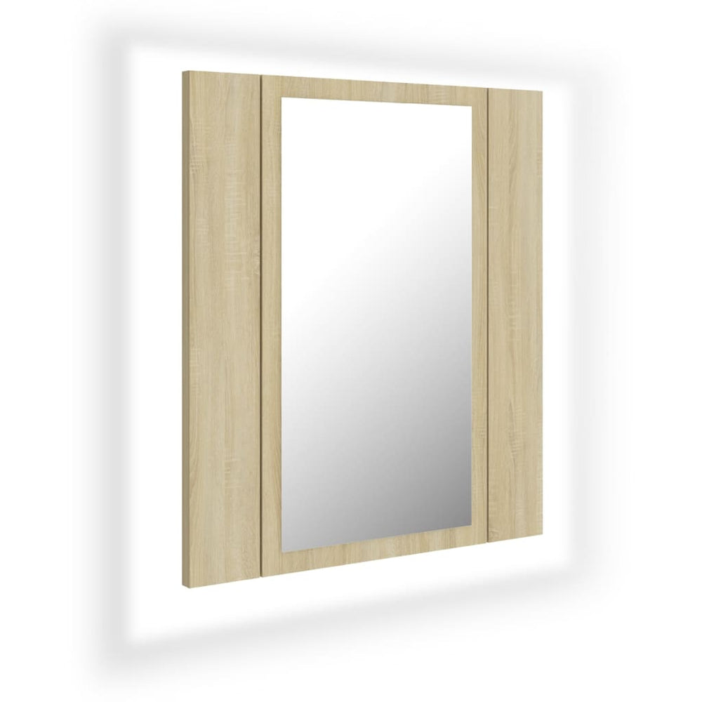 Dulap De Baie Cu Oglindă Și Led, Stejar Sonoma, 40X12X45 Acril