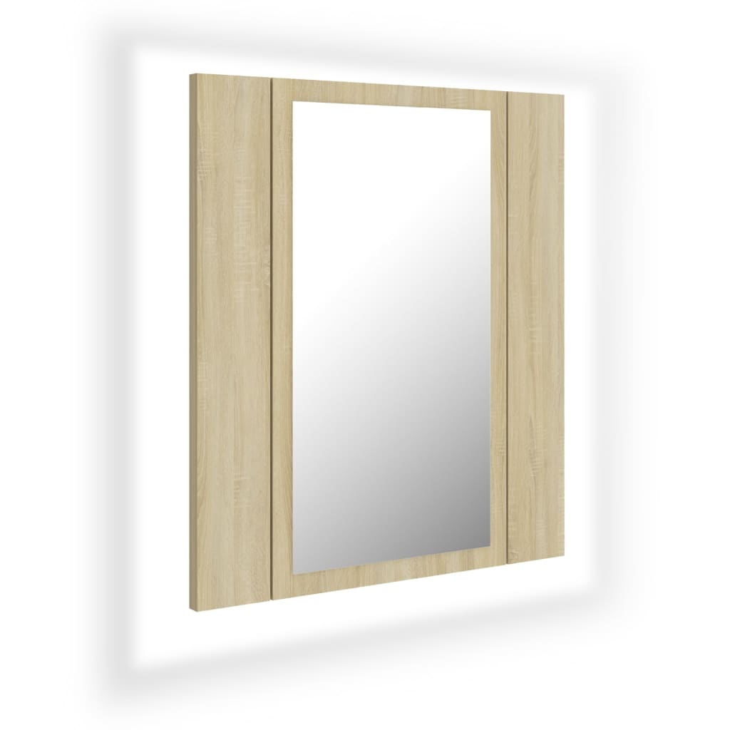 Dulap De Baie Cu Oglindă Și Led, Stejar Sonoma, 40X12X45 Acril