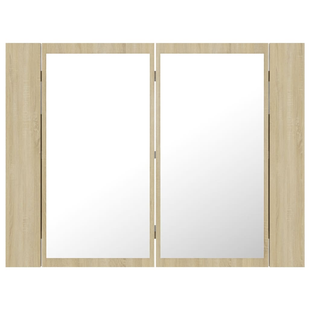 Dulap De Baie Cu Oglindă Și Led, Stejar Sonoma, 60X12X45 Acril