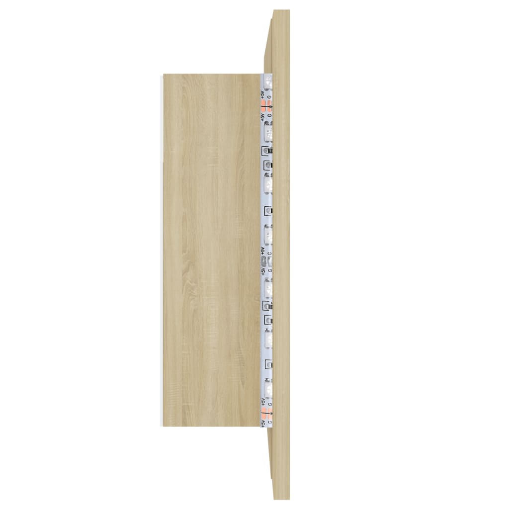 Dulap De Baie Cu Oglindă Și Led, Stejar Sonoma, 60X12X45 Acril