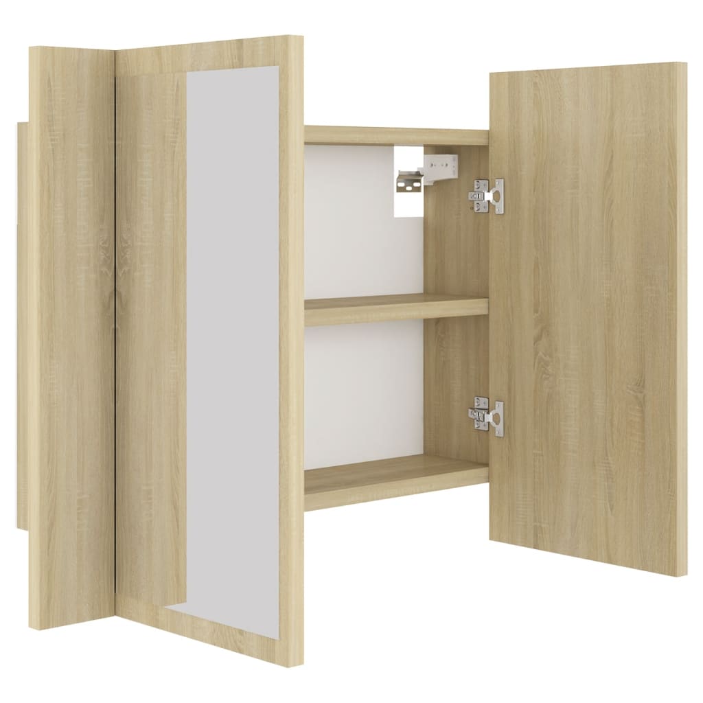 Dulap De Baie Cu Oglindă Și Led, Stejar Sonoma, 60X12X45 Acril