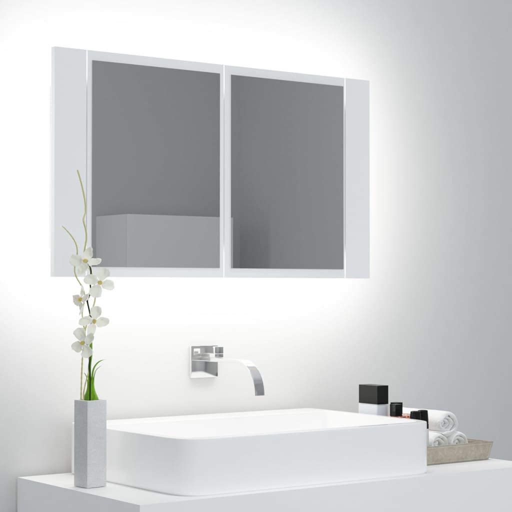 Dulap De Baie Cu Oglindă Și Led, , 80X12X45 Acril