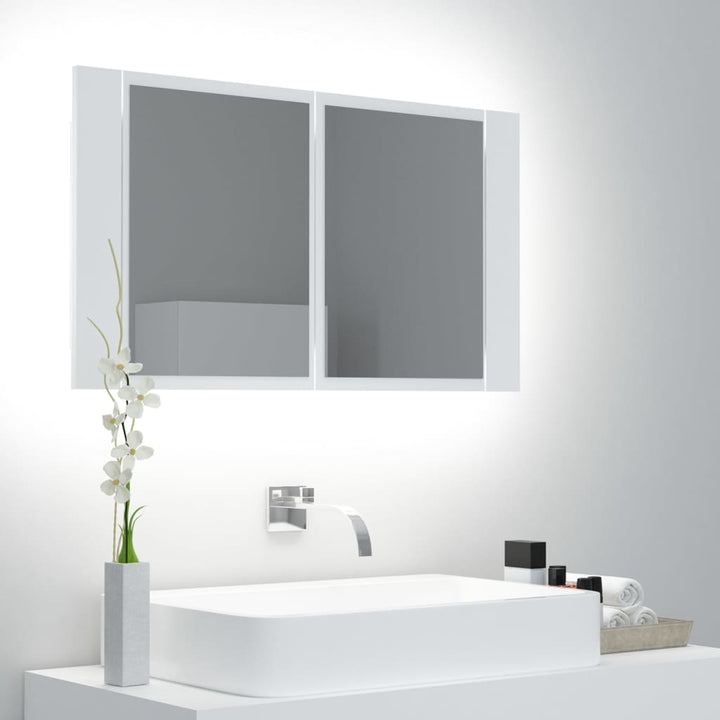 Dulap De Baie Cu Oglindă Și Led, , 80X12X45 Acril