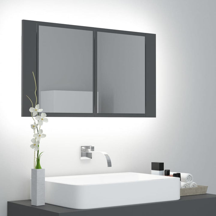 Dulap De Baie Cu Oglindă Și Led, , 80X12X45 Acril