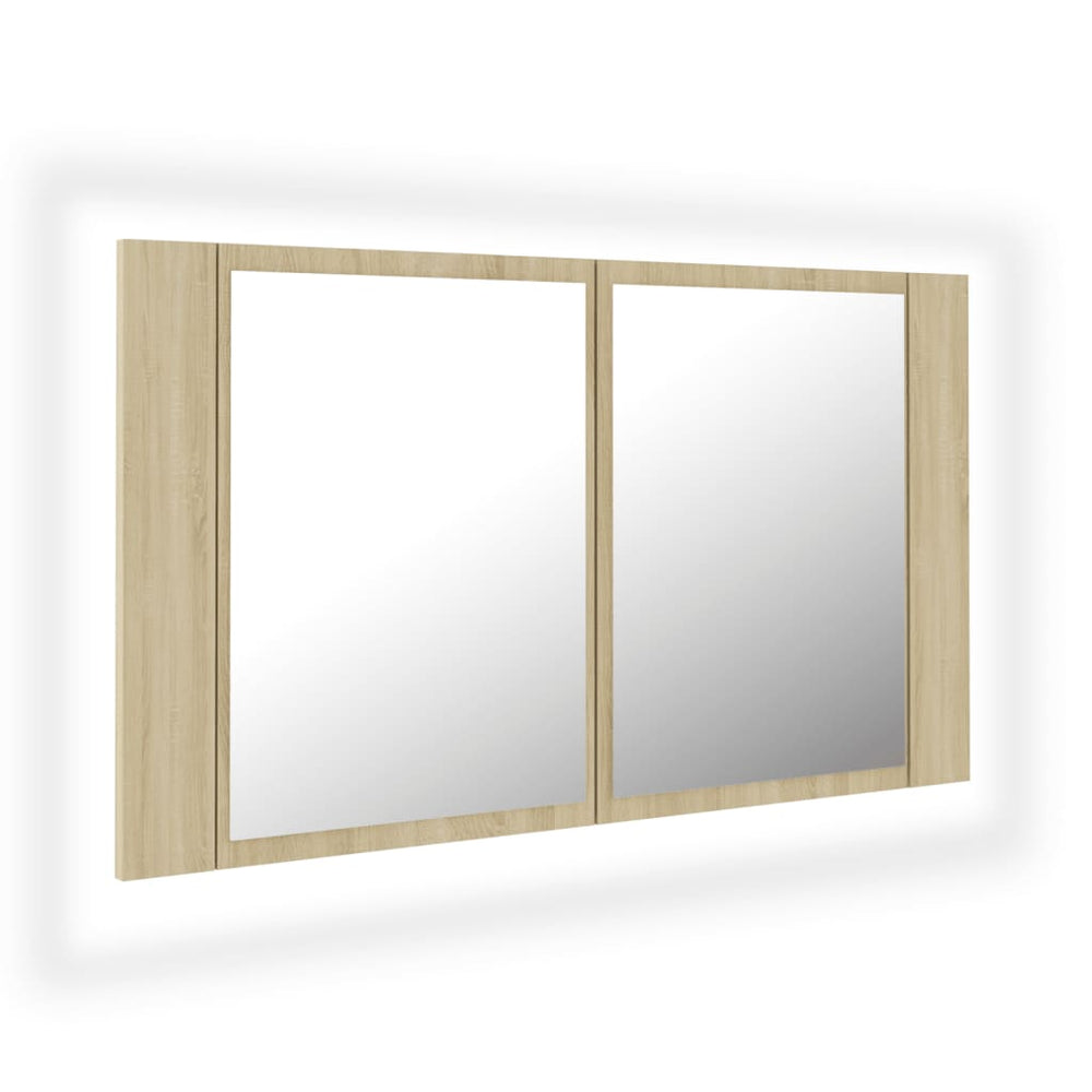 Dulap De Baie Cu Oglindă Și Led, , 80X12X45 Acril