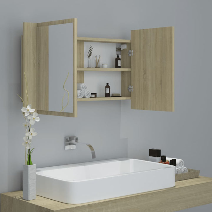 Dulap De Baie Cu Oglindă Și Led, , 80X12X45 Acril