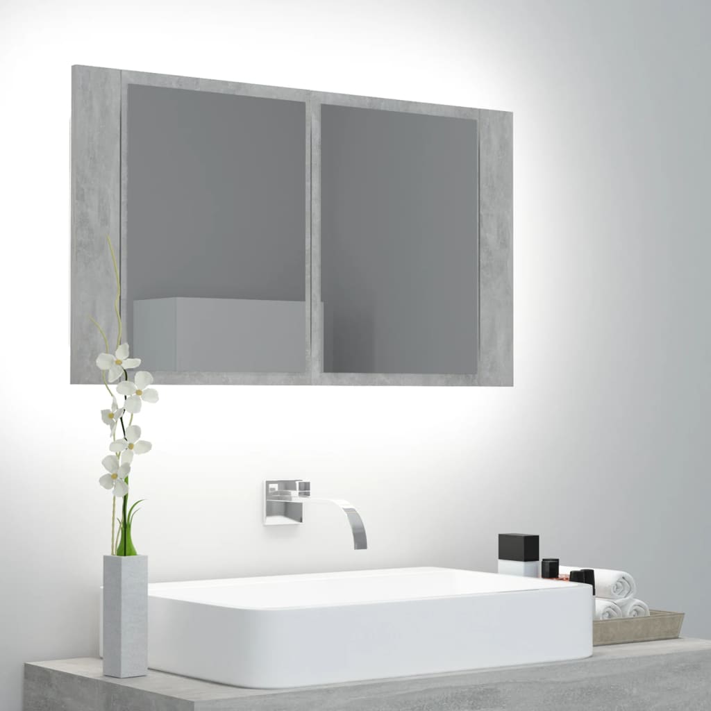 Dulap De Baie Cu Oglindă Și Led, , 80X12X45 Acril
