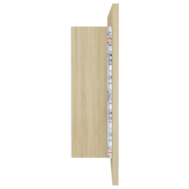 Dulap De Baie Cu Oglindă Și Led, Stejar Sonoma, 90X12X45 Acril