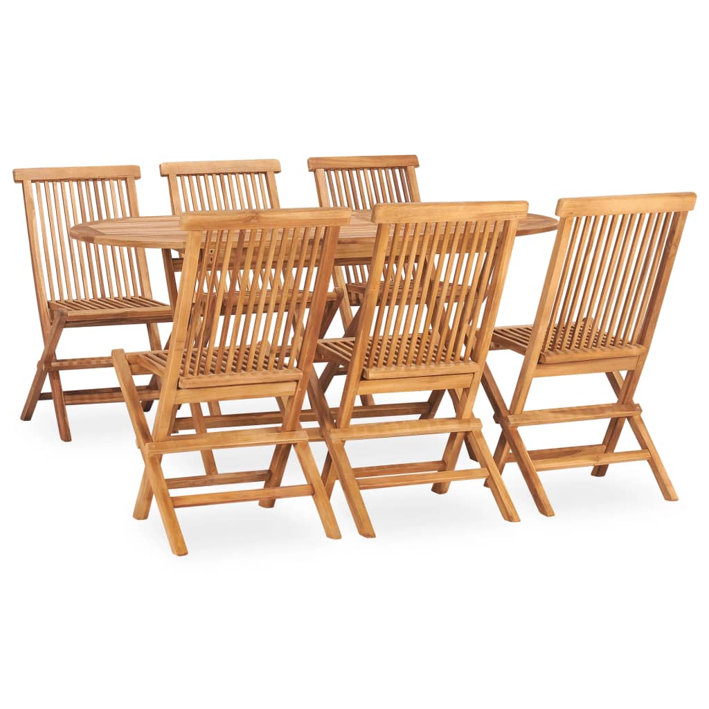 Set Mobilier De Exterior Pliabil, 9 Piese, Lemn Masiv De Tec 160 X 80 X 75 Cm