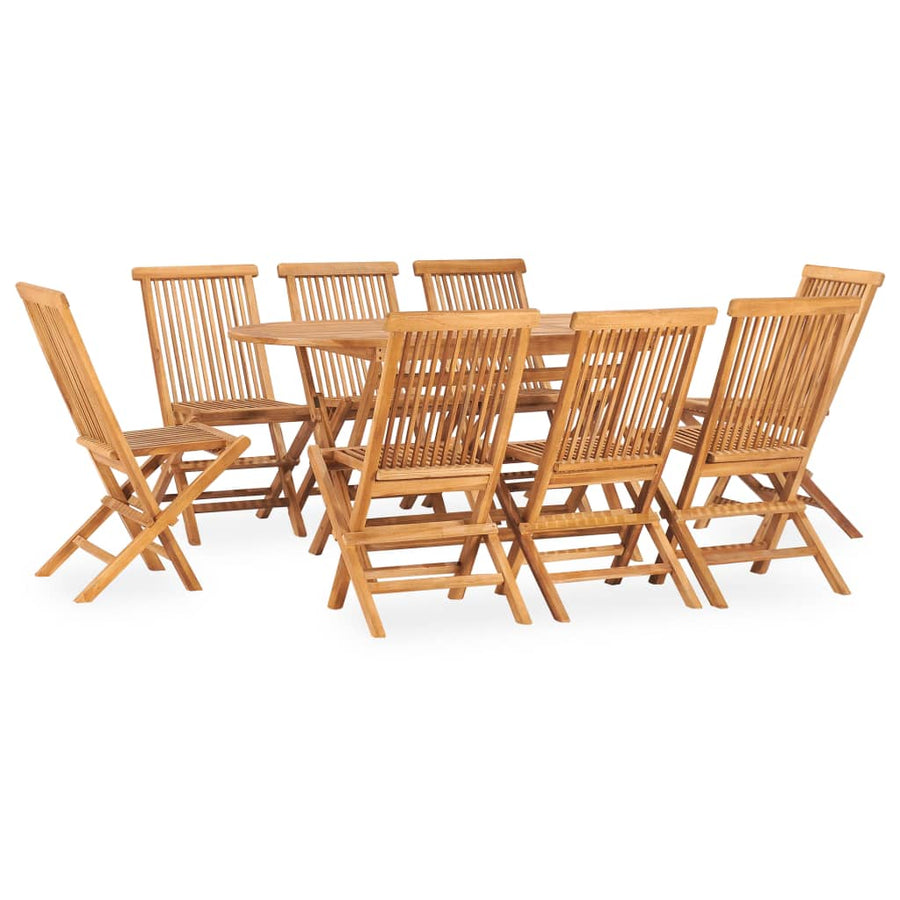 Set Mobilier De Exterior Pliabil, 9 Piese, Lemn Masiv De Tec 160 X 80 X 75 Cm
