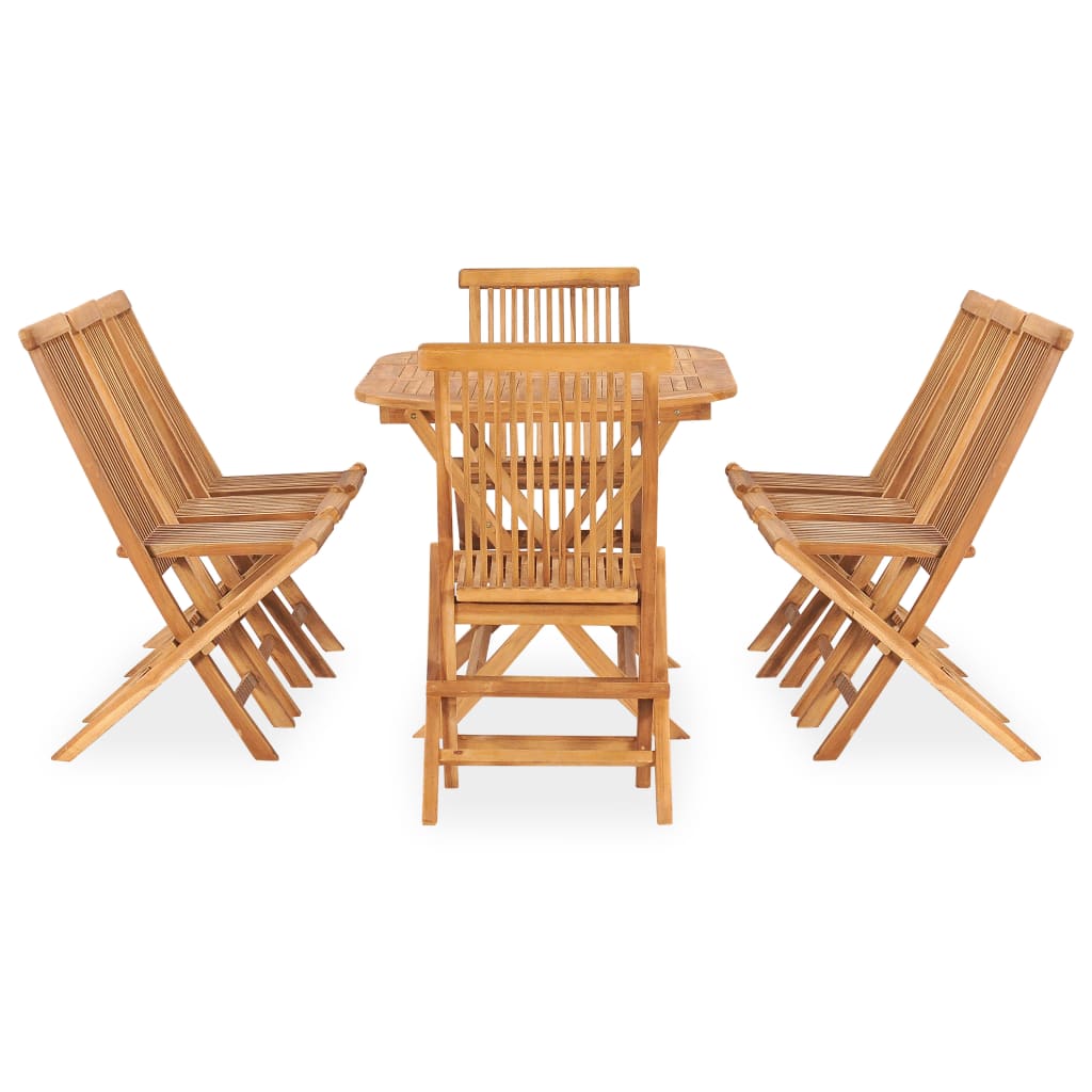 Set Mobilier De Exterior Pliabil, 9 Piese, Lemn Masiv De Tec 160 X 80 X 75 Cm