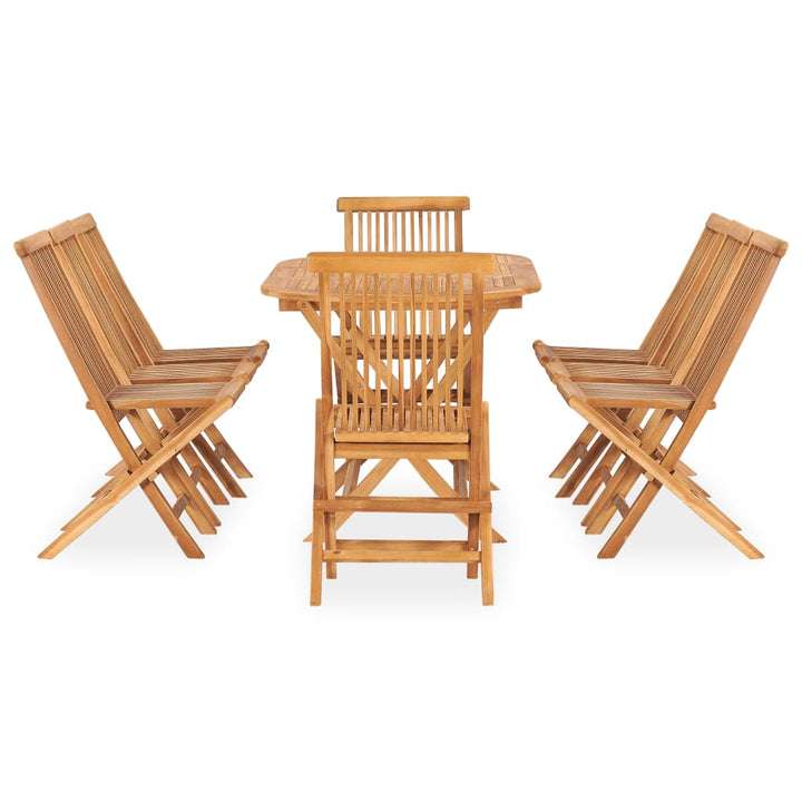 Set Mobilier De Exterior Pliabil, 9 Piese, Lemn Masiv De Tec 160 X 80 X 75 Cm
