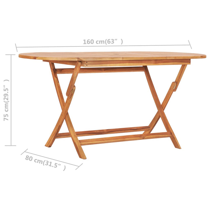 Set Mobilier De Exterior Pliabil, 9 Piese, Lemn Masiv De Tec 160 X 80 X 75 Cm