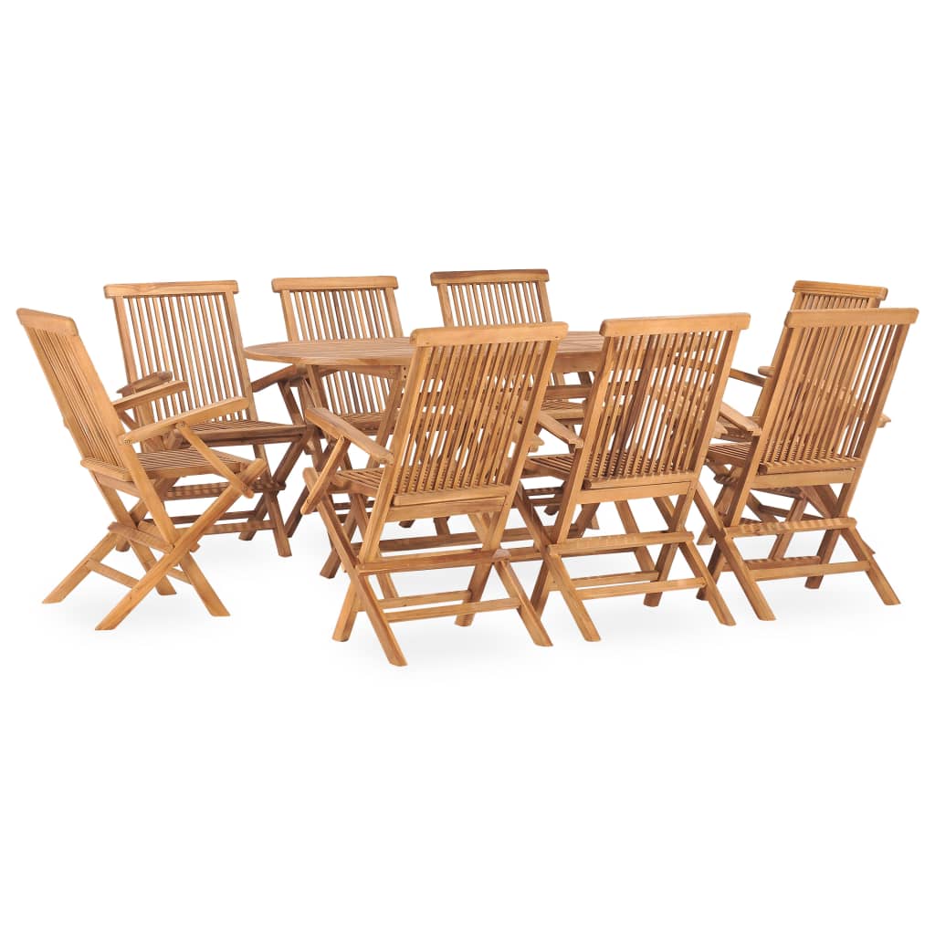 Set Mobilier De Exterior Pliabil, 9 Piese, Lemn Masiv De Tec 160 X 80 X 75 Cm