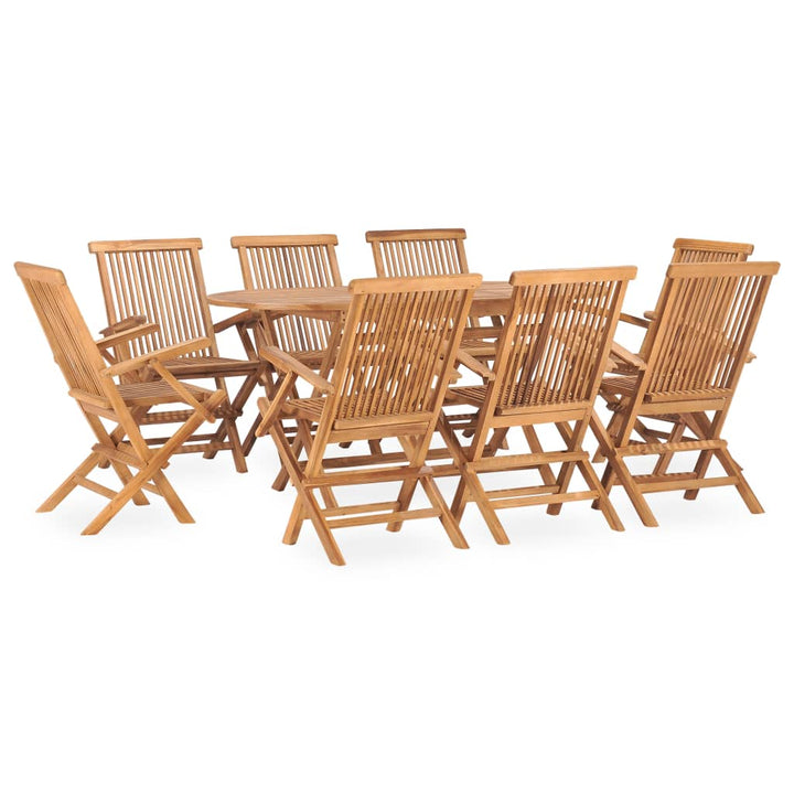 Set Mobilier De Exterior Pliabil, 9 Piese, Lemn Masiv De Tec 160 X 80 X 75 Cm