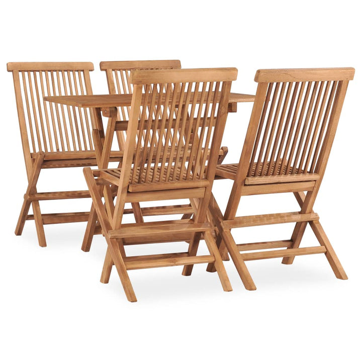 Set Mobilier De Exterior Pliabil, 5 Piese, Lemn Masiv De Tec 90 X 60 X 75 Cm
