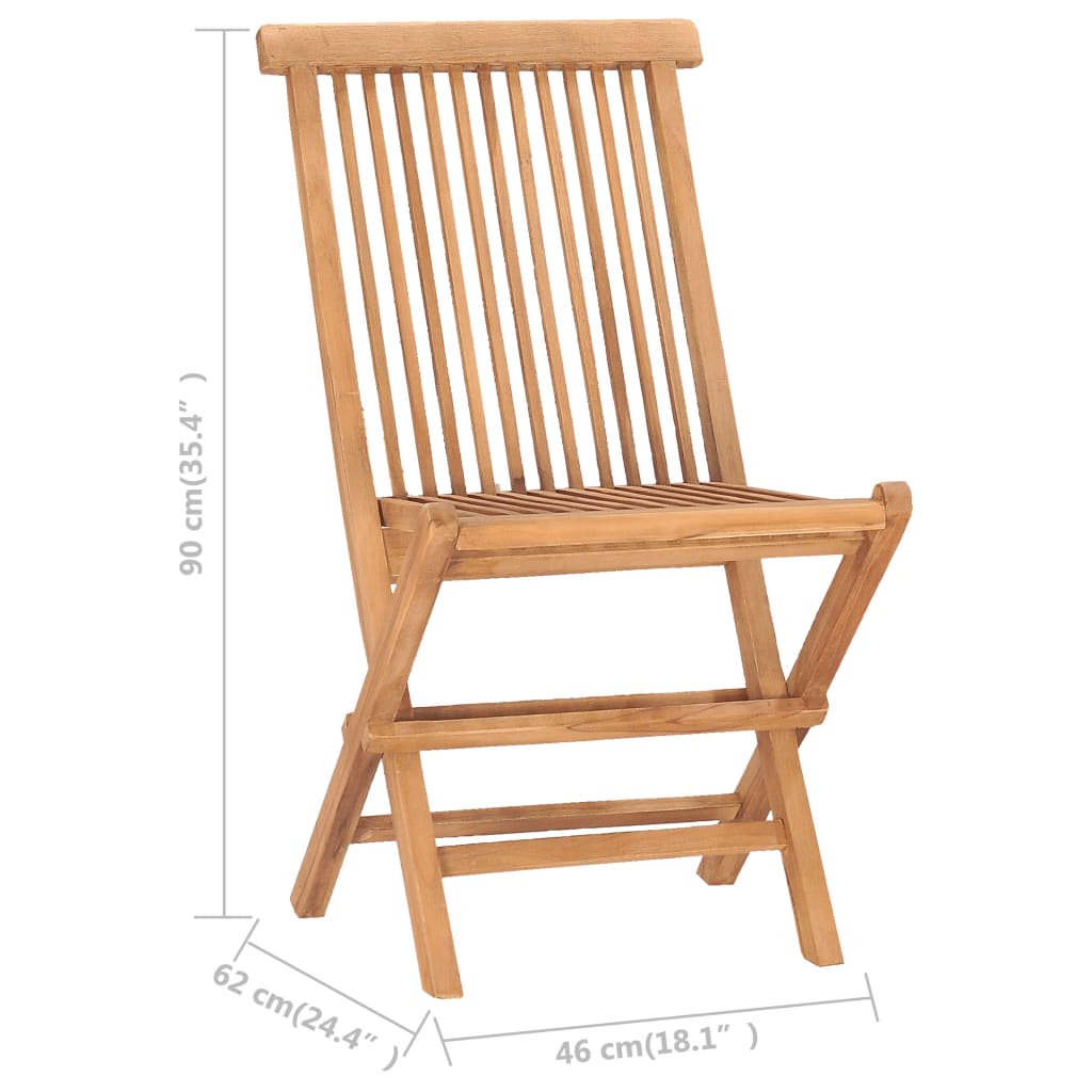 Set Mobilier De Exterior Pliabil, 5 Piese, Lemn Masiv De Tec 90 X 60 X 75 Cm