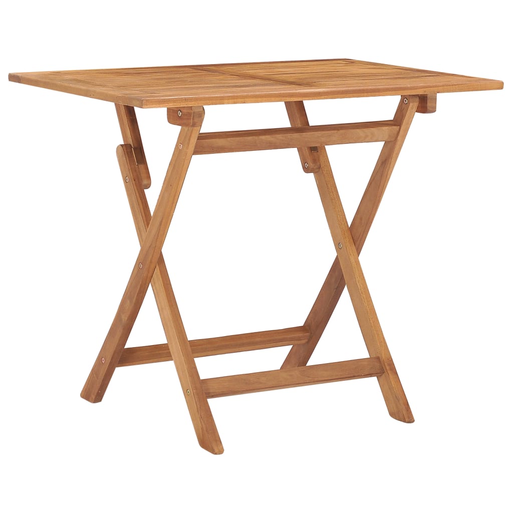 Set Mobilier De Exterior Pliabil, 5 Piese, Lemn Masiv De Tec 90 X 60 X 75 Cm