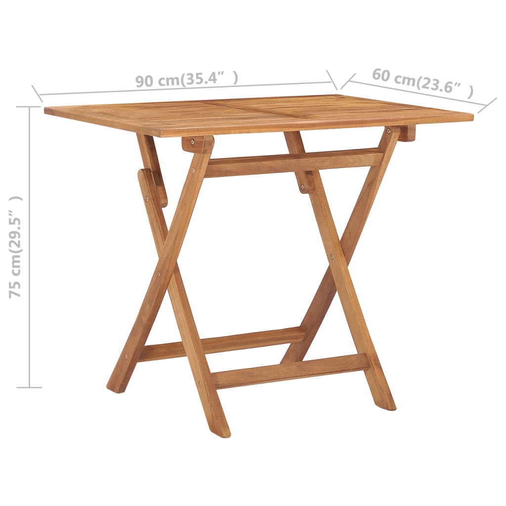 Set Mobilier De Exterior Pliabil, 5 Piese, Lemn Masiv De Tec 90 X 60 X 75 Cm
