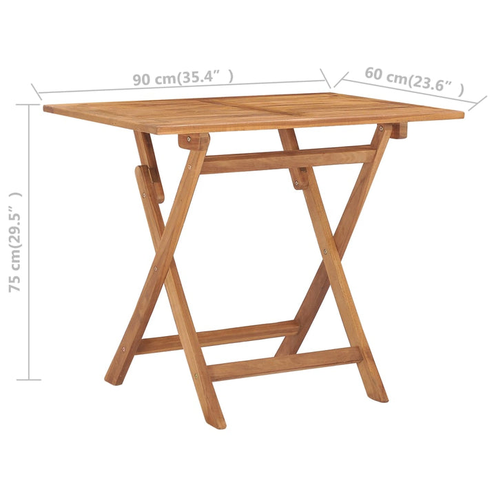 Set Mobilier De Exterior Pliabil, 5 Piese, Lemn Masiv De Tec 90 X 60 X 75 Cm