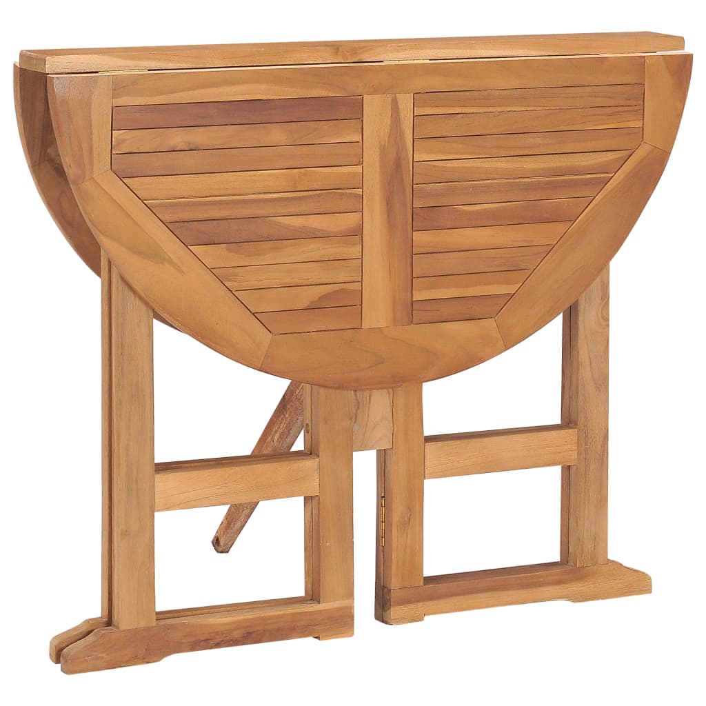 Set Mobilier De Exterior Pliabil, 5 Piese, Lemn Masiv De Tec Ø 90 X 75 Cm