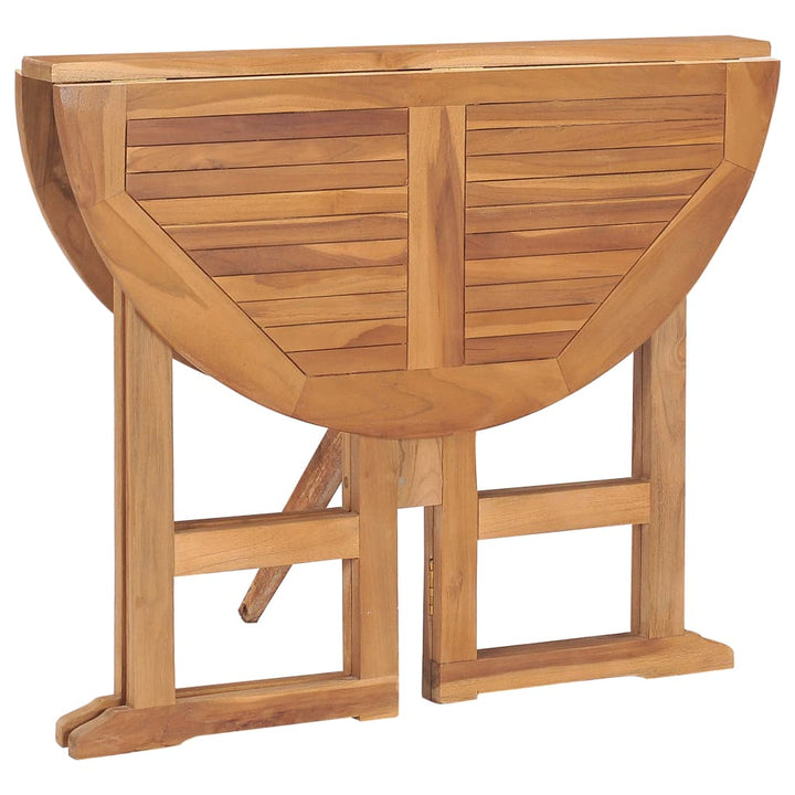 Set Mobilier De Exterior Pliabil, 5 Piese, Lemn Masiv De Tec Ø 90 X 75 Cm