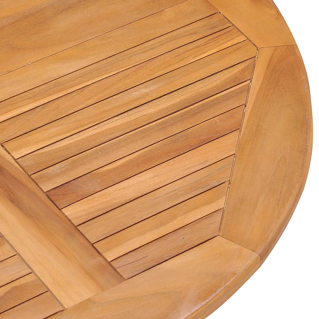 Set Mobilier De Exterior Pliabil, 5 Piese, Lemn Masiv De Tec Ø 90 X 75 Cm