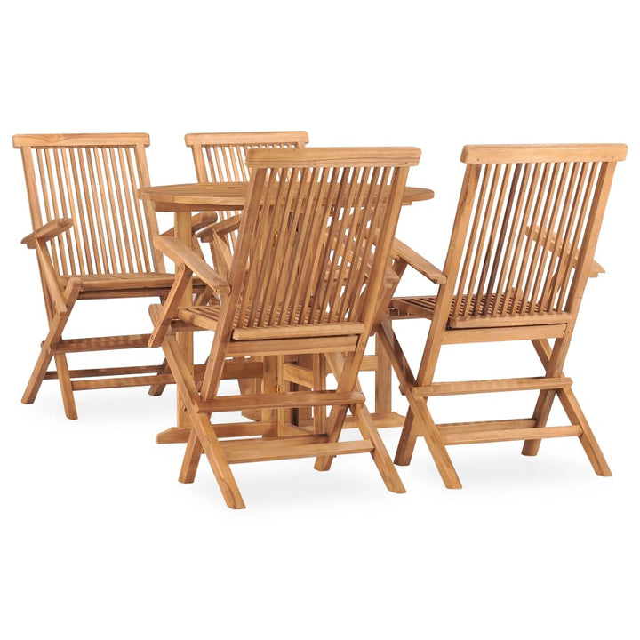 Set Mobilier De Exterior Pliabil, 5 Piese, Lemn Masiv De Tec Ø 90 X 75 Cm