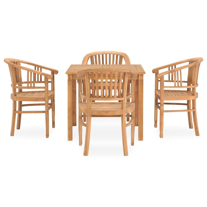 Set Mobilier De Grădină Cu Perne, 5 Piese, Lemn Masiv De Tec