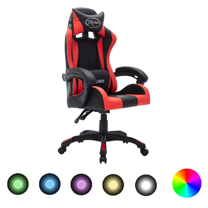 Scaun De Racing Cu Led Rgb, Și Negru, Piele Ecologică