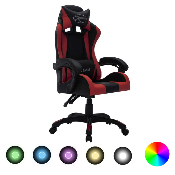 Scaun De Racing Cu Led Rgb, Și Negru, Piele Ecologică