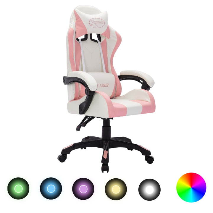 Scaun De Racing Cu Led Rgb, Și Negru, Piele Ecologică