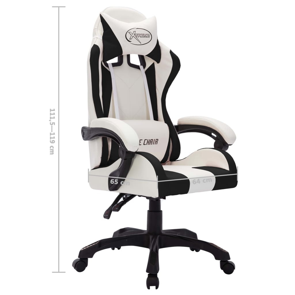Scaun De Racing Cu Led Rgb, Și Negru, Piele Ecologică